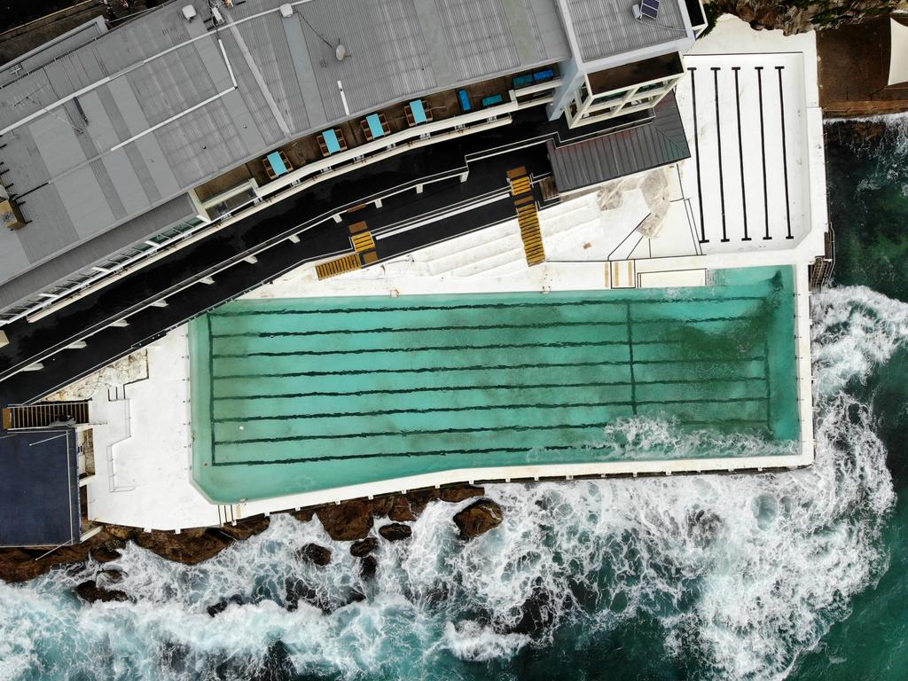 A deserted Bondi Icebergs after being forced to close down. Picture: Toby Zerna