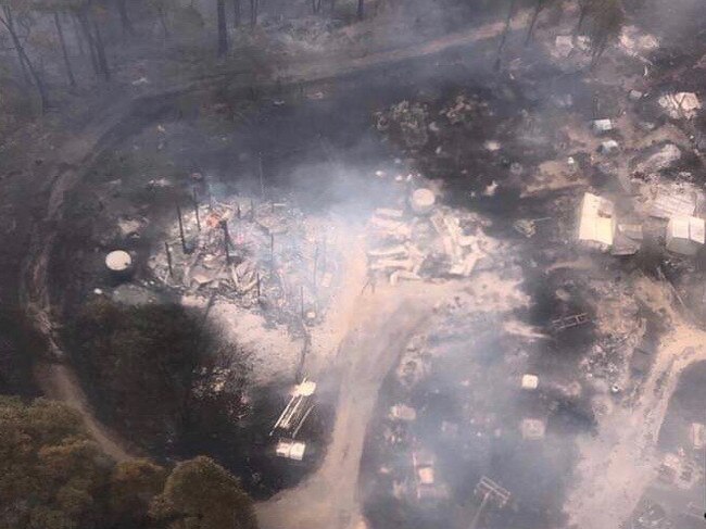 A home destroyed by the Riveaux Rd fire on Huon Highway near the Hermons Rd intersection near Geeveston.