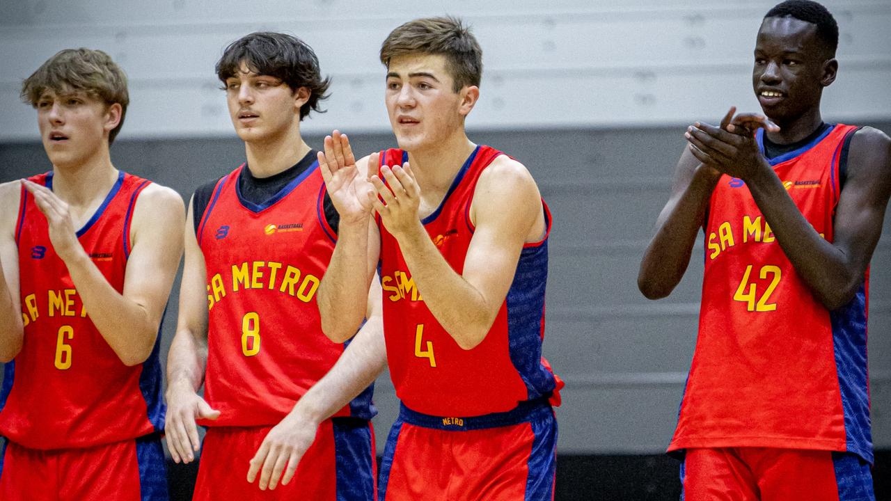 Spencer Gaze supports his South Australia Metro teammates from the bench. Picture: Taylor Earnshaw Photography