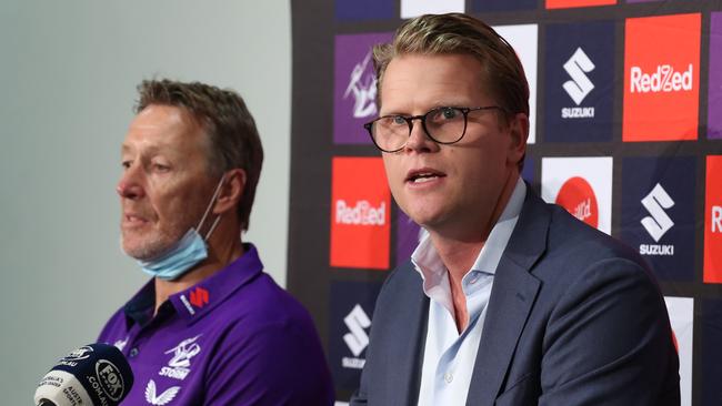 Storm chief executive Josh Rodski lodged complaints with the NRL and Fox Sports about the criticism of Craig Bellamy. Picture: NCA NewsWire/David Crosling