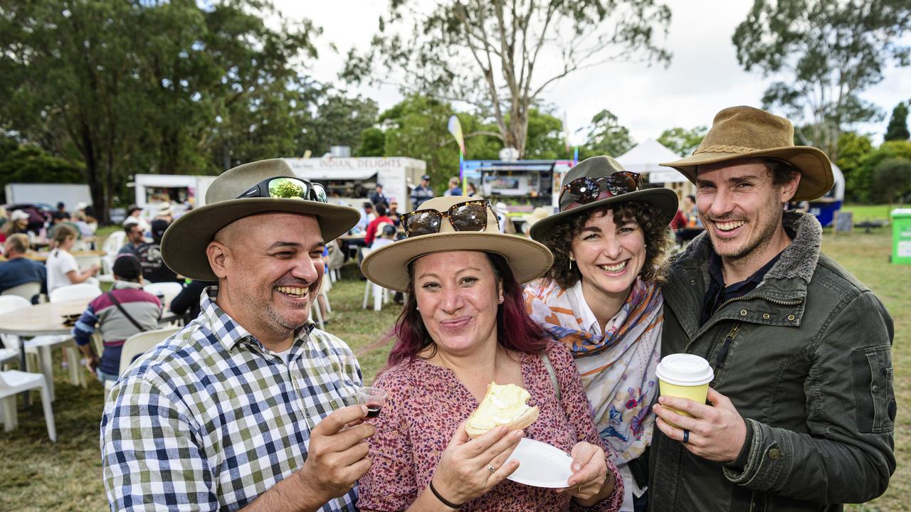 Enjoying the Hampton Festival are Dave Hill and Netty Slack-Smith (left) of Botanica Rose Farm with Kristin and Reando Potgieter, Saturday, May 17, 2025. Picture: Kevin Farmer