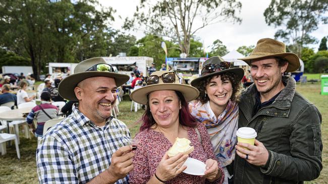 Enjoying the Hampton Festival are Dave Hill and Netty Slack-Smith (left) of Botanica Rose Farm with Kristin and Reando Potgieter, Saturday, May 17, 2025. Picture: Kevin Farmer