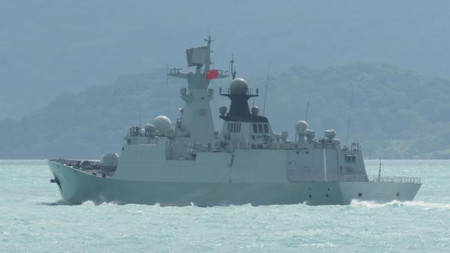 One of the three Chinese warships that were conducting live-fire exercises in the Tasman Sea. Picture: Australian Defence Force