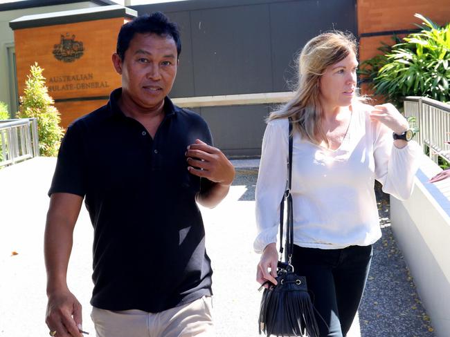 Schapelle Corby's sister Mercedes and her former husband today. Picture: News Corp Australia