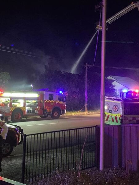 Fire crews attacked the house fire at Cardiff South from above. Credit: NSW Fire and Rescue Cardiff