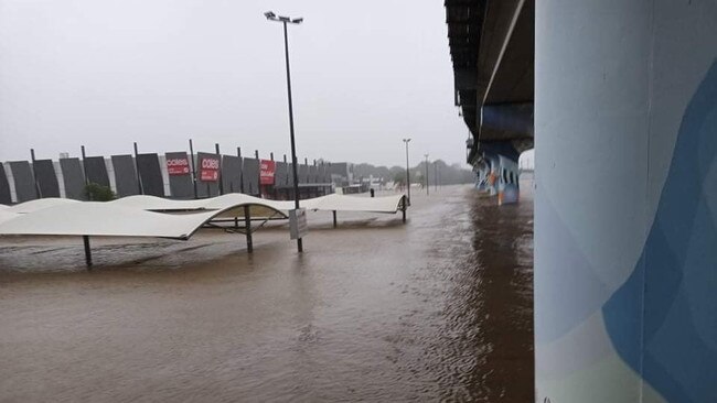 Flooding at Toombul shopping centre in February. Picture: Aaron Symonds