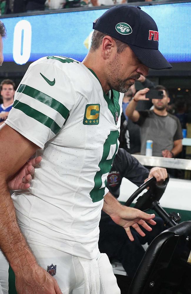 Rodgers tore his achilles on the opening drive of his Jets career last season. Picture: Elsa/Getty Images/AFP