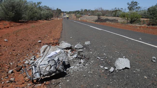 A block of concrete from the bridge landed hundreds of metres from the blast site.