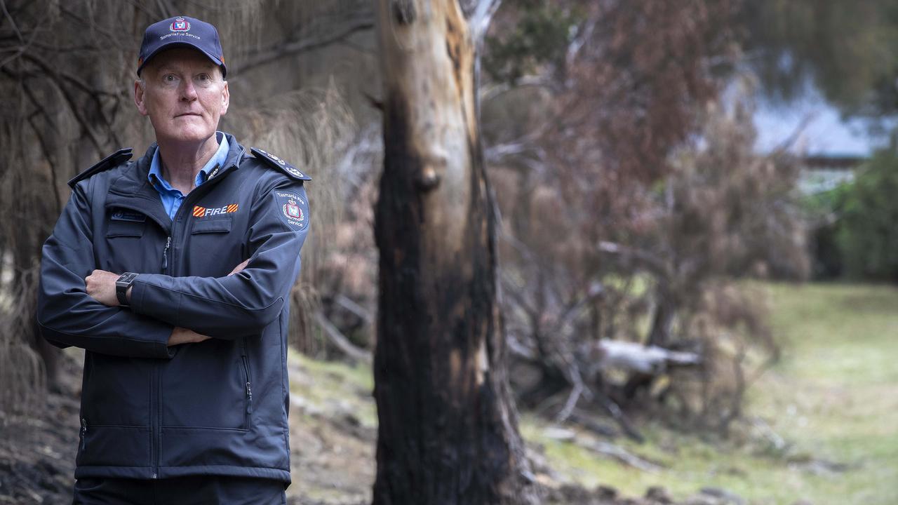 Tasmania Fire Service Chief Officer Dermot Barry at a previous fuel reduction burn that assisted in bringing the recent Dynnyrne bushfire under control. Picture: Chris Kidd