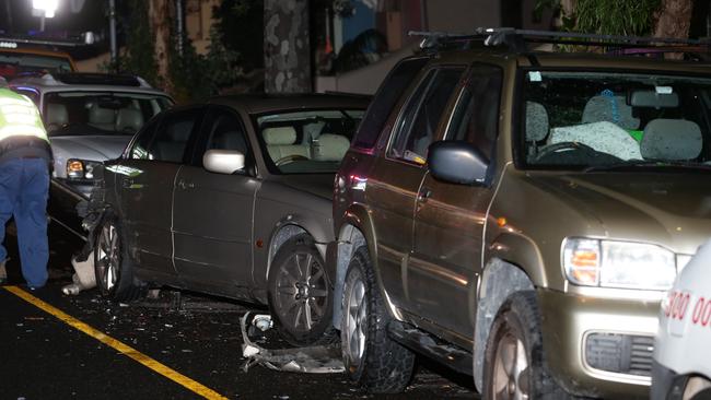 A P-plate driver crashed into four parked cars on South Dowling Street, Surry Hills, in April last year. Picture: Bill Hearne