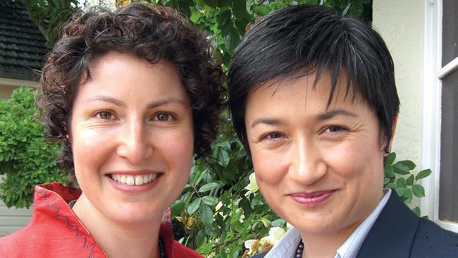 Penny Wong (right) pictured with her partner Sophie Allouache.