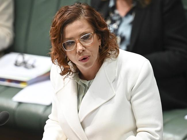 Minister for Families and Social Services, Amanda Rishworth during Question Time at Parliament House in Canberra. Picture: Martin Ollman