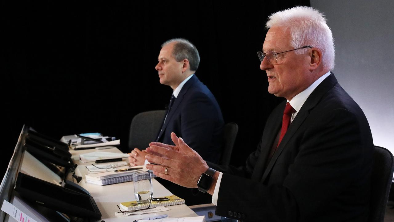 Westpac CEO Peter King, left, and chairman John McFarlane. Picture: Emma Foster