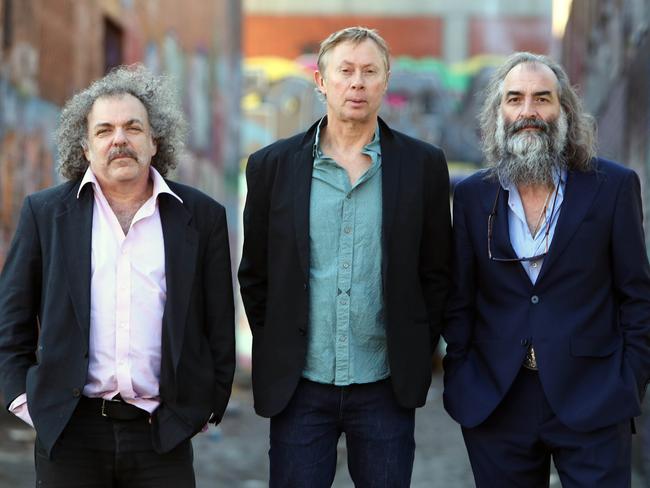 15/05/19 Dirty Three rock trio (L-R) Jim White, Mick Turner and Warren Ellis. Aaron Francis/The Australian