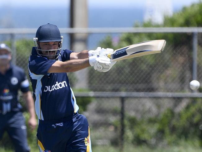 Fetch that! Ricky Damiano cracks a boundary for Brighton. Picture: Andy Brownbill