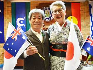 Mayor Jenny Dowell, pictured in 2013 with Yamato Takada Mayor Masakatsu Yoshida, has been awarded a Japanese Foreign Minister's Commendation. Photo Contributed. Picture: Contributed