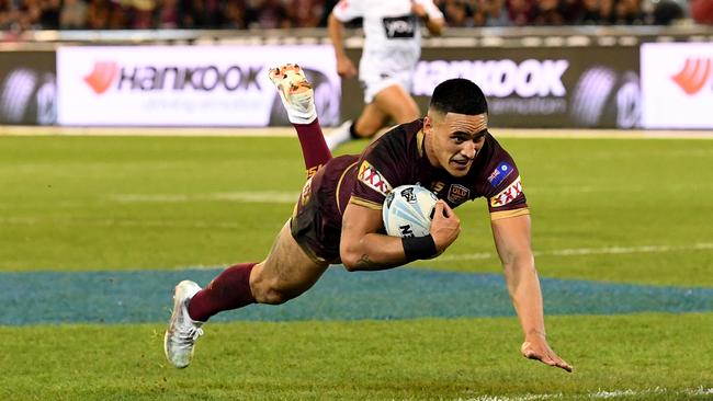 Valentine Holmes scored Queensland’s first try. Picture: AAP