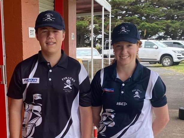 Teenagers Sam Allen and Maddie Green made their senior cricketing debuts for Port Fairy. Photo: Port Fairy Cricket Club.