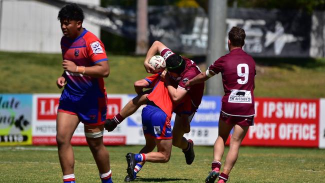 Uplifting action from the 2021 Rugby League Ipswich Colts preliminary final between Redbank Plains and Fassifern Bombers. Picture: Bruce Clayton