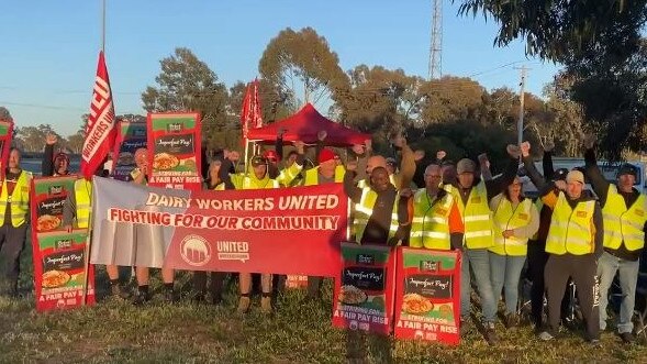 More than 1400 dairy plant workers will strike for a second day on Thursday. Picture: Facebook