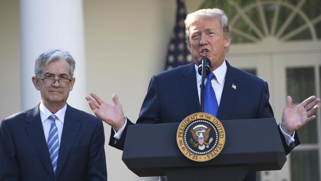 Donald Trump announces Jerome Powell as his nominee for Fed chair last November. Pic: AFP