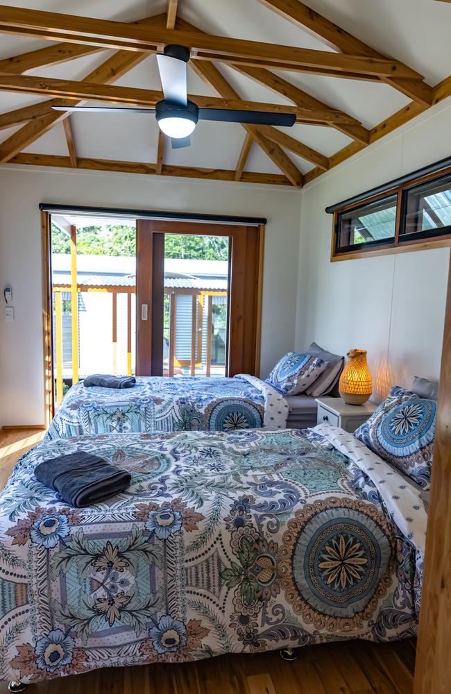 The Mount Jukes Eco Resort, built from scratch by yoga aficionado David Deakin, holds glamping tents and a half-moon shaped house that face Mt Jukes and Mr Deakin says the â€œenergyâ€ of the property has to be experienced to be understood. Picture: Contributed
