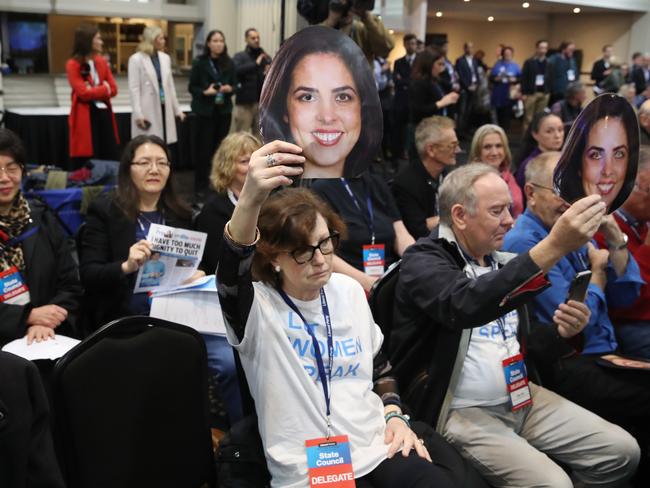 Moira Deeming supporters booed Pesutto at the May State Council. Picture: David Crosling