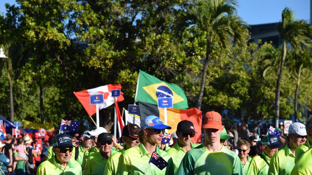 Parade of Nations at The Strand, Townsville for the 2024 World Triathlon Multisport Championships. Picture: Nikita McGuire