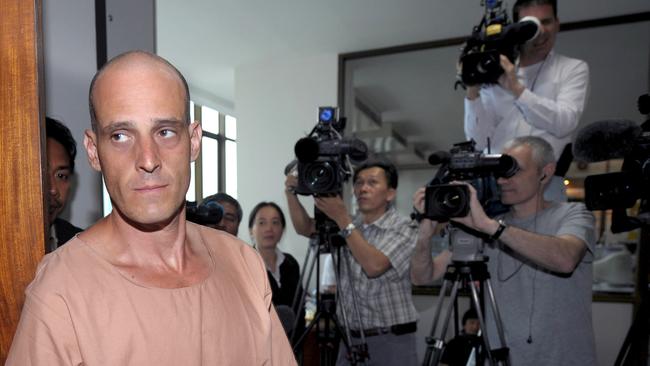 Harry Nicolaides arrives in court in Bangkok, Thailand in 2009. Picture: AP