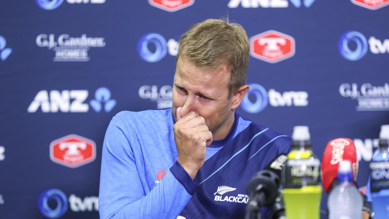 Wagner couldn’t hide his emotions as he announced his retirement. (Photo by Hagen Hopkins/Getty Images)