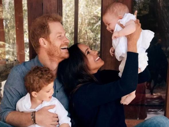 Prince Harry and Meghan Markle with Archie and Lilibet in 2021. Picture: Alexi Lubomirski/The Duke and Duchess of Sussex