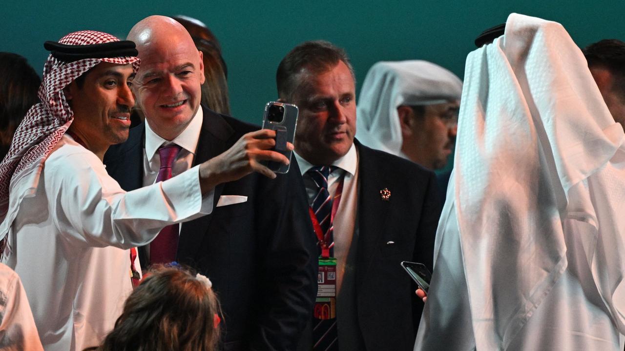 FIFA President Gianni Infantino (second from the left) said that everyone would be welcome at the World Cup in Qatar. Picture: Gabriel Bouys/AFP