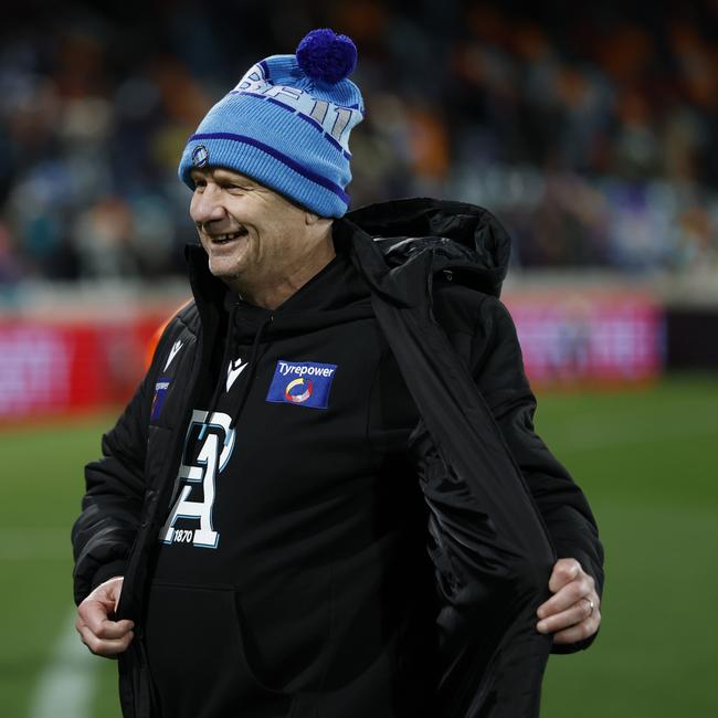 Ken Hinkley also thought Saturday night’s timeslot was a little peculiar. Picture: Darrian Traynor/Getty Images