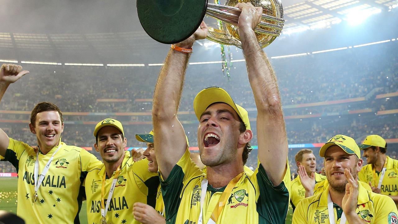Australia celebrate winning the 2015 ICC World Cup at the MCG.