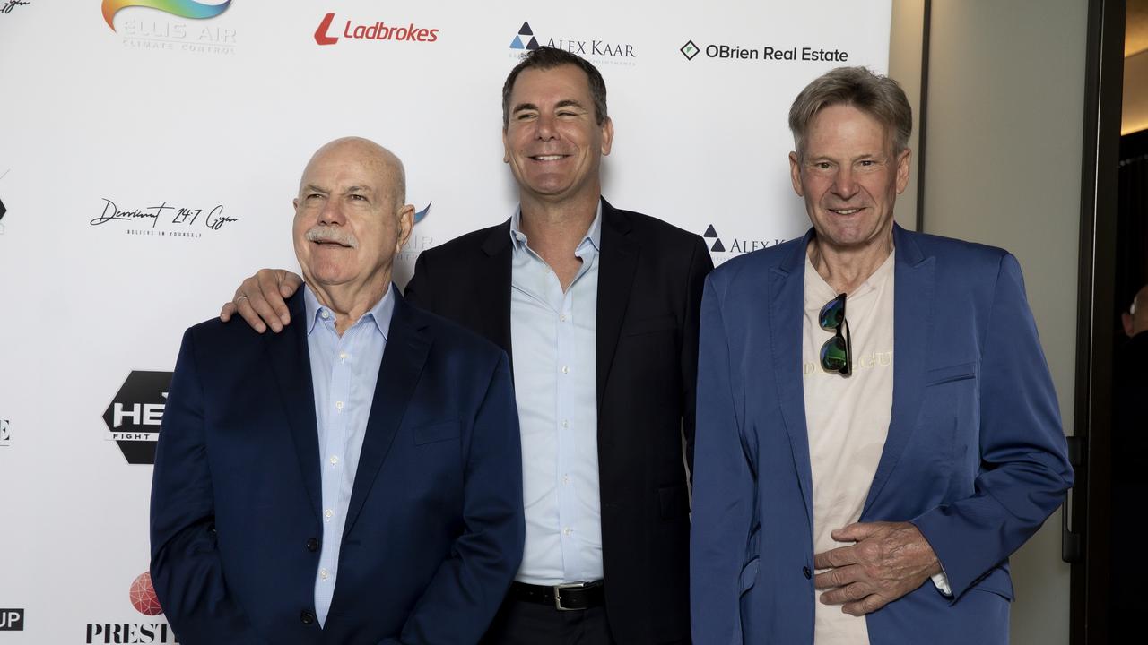 Wayne Carey, seen here alongside Leigh Matthews and Sam Newman, has been heavily involved in the media since his retirement. Pic: Sam Tabone