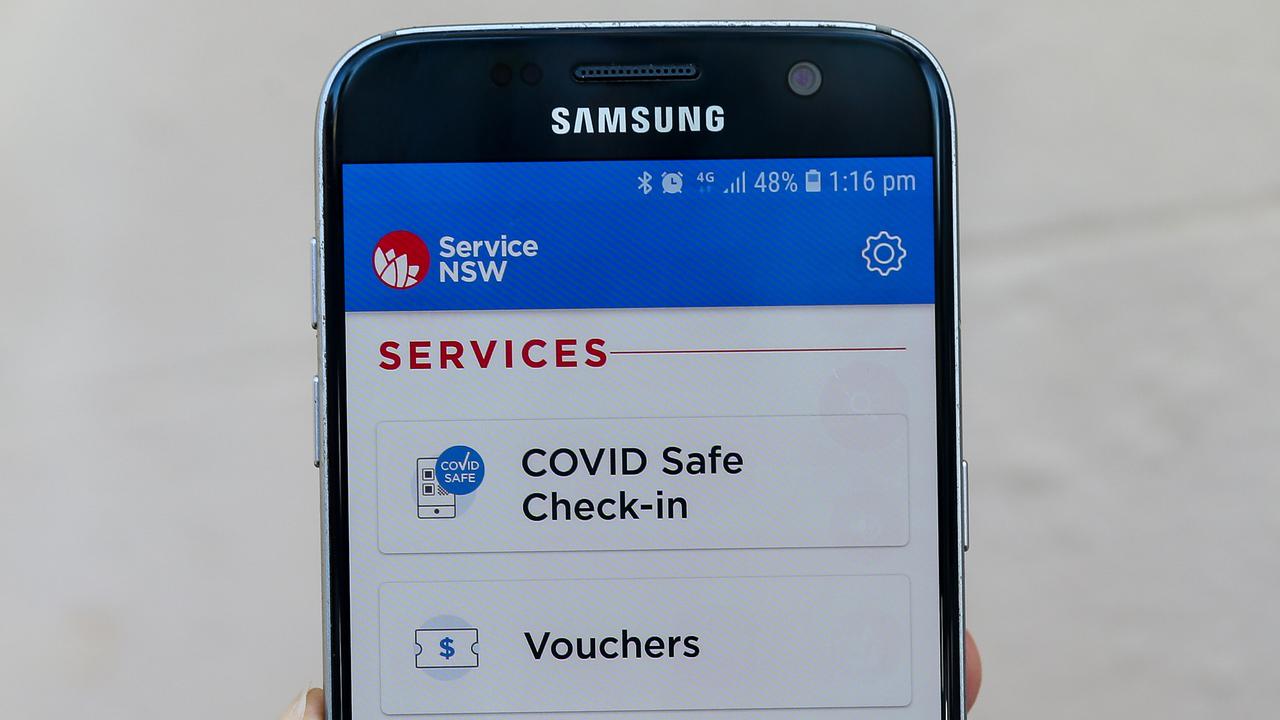 NSW does not allow check in data from the ServiceNSW app to be accessed by police. Picture: NCA NewsWire