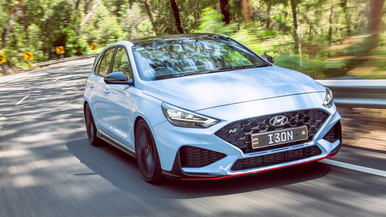 The Hyundai i30 N is more engaging to drive and its exhaust pops and crackles. Picture: Thomas Wielecki.