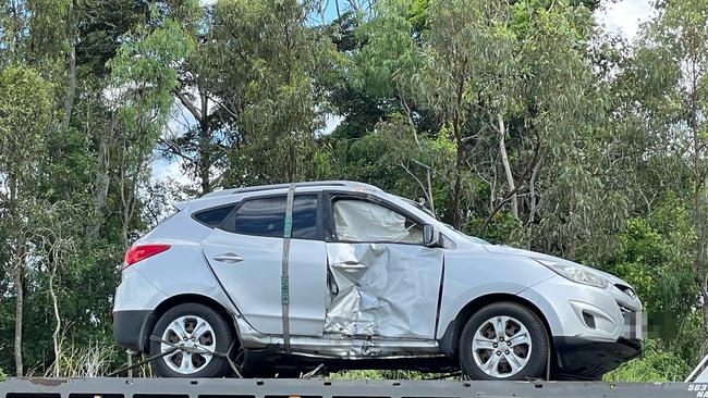 A car crashed into the motorbike. Picture: Janessa Ekert