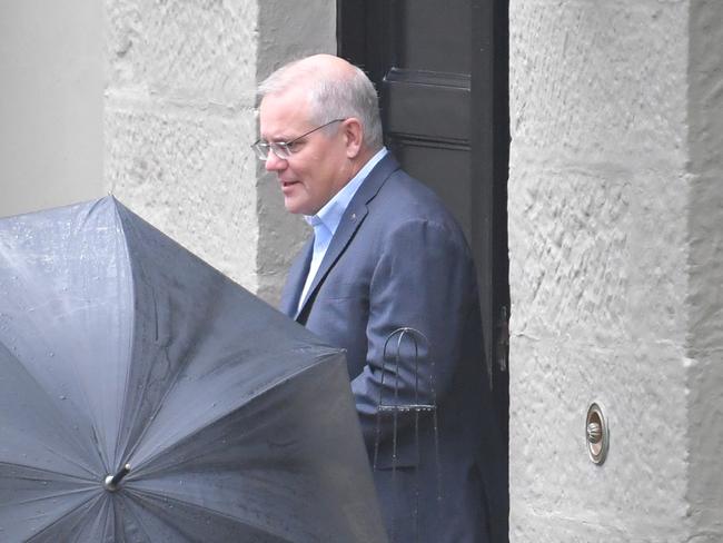 Scott Morrison left Kirribilli House with his family on the morning after his defeat. Picture: NCA NewsWire / Simon Bullard