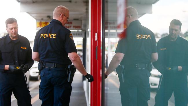 Police investigate a "random" knife attack at Zap Fitness in Kings Meadows. Picture: PATRICK GEE