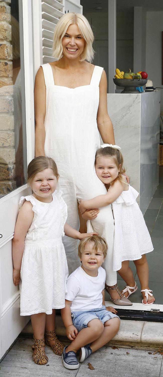 Bianca Monley with her children, Finn, 2, Winter, 3, and Harper Waugh, 4.