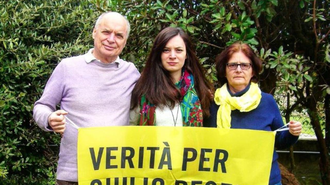 Giulio Regeni’s father Claudio, sister Irene and mother Paola.