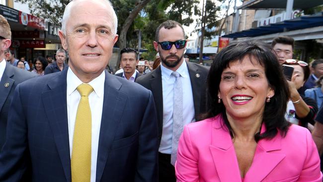 Malcolm Turnbull with turncoat Julia Banks. Picture: David Geraghty 