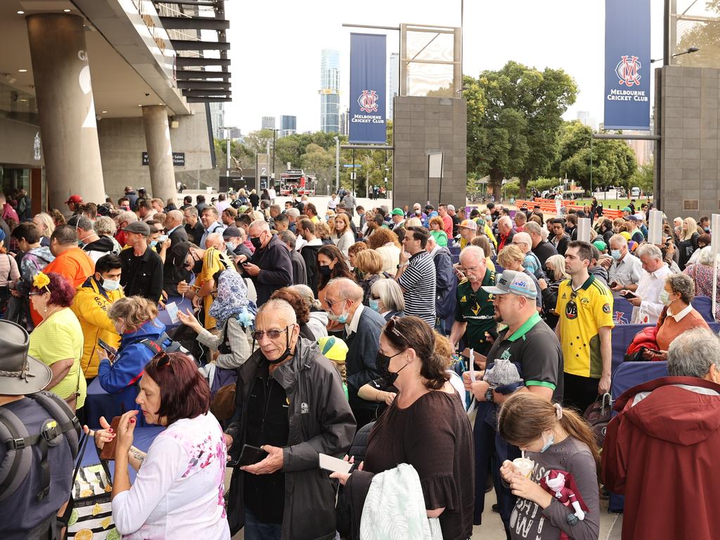 Thousands attend the MCG for the Shane Warne Memorial service. Picture: Jason Edwards