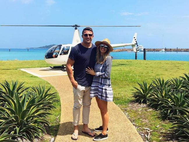 Sam and Phoebe have been making the most of their holiday without a baby including taking in the sights via helicopter. Picture: Instagram