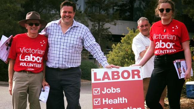 Mr Fowles, centre, on the campaign trail.