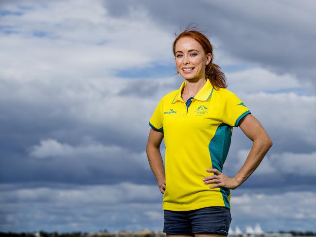 Charlotte McShane is one of the Australian Commonwealth Games triathlon team members, at the Broadwater Parklands on Friday. Picture: Jerad Williams