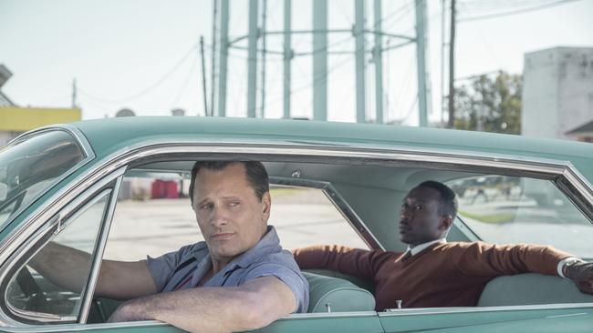 Viggo Mortensen (Tony Lip) and Mahershala Ali (Dr Don Shirley) star in Green Book.