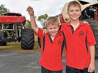 LET'S START: Jayden and Jake Smith are pumped and ready for the monster trucks. Picture: Matthew Purcell