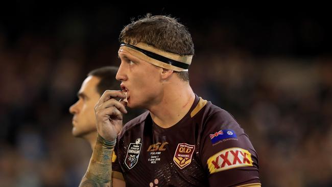 Jarrod Wallace cleans up some blood during game 1 of the 2018 State of Origin series between Queensland and NSW from the MCG in Melbourne. Pics Adam Head